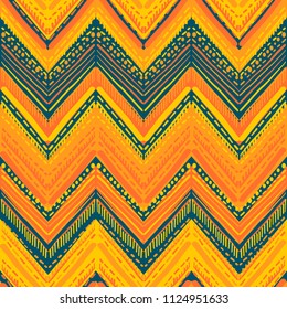 Abstract Ikat and boho style handcraft fabric pattern. Traditional Ethnic design for clothing and textile background, carpet or wallpaper