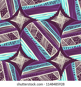 Abstract Ikat and boho style handcraft fabric pattern. Traditional Ethnic design for clothing and textile background, carpet or wallpaper