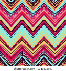 Abstract Ikat and boho style handcraft fabric pattern. Traditional Ethnic design for clothing and textile background, carpet or wallpaper
