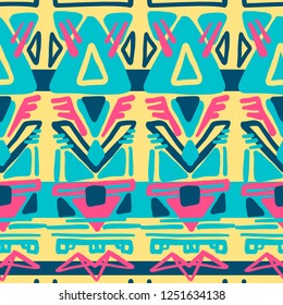 Abstract Ikat and boho style handcraft fabric pattern. Traditional Ethnic design for clothing and textile background, carpet or wallpaper
