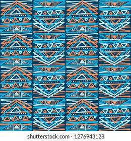 Abstract Ikat and boho style handcraft fabric pattern. Traditional Ethnic design for clothing and textile background, carpet or wallpaper