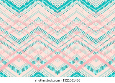 Abstract Ikat and boho style handcraft fabric pattern. Traditional Ethnic design for clothing and textile background, carpet or wallpaper