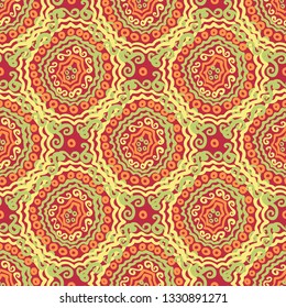 Abstract Ikat and boho style handcraft fabric pattern for girls, boys, clothes. Traditional Ethnic design for clothing and textile background, carpet or wallpaper. Fashion style. Colorful bright