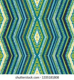 Abstract Ikat and boho style handcraft fabric pattern. Traditional Ethnic design for clothing and textile background, carpet or wallpaper