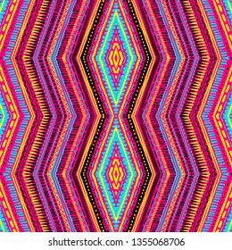 Abstract Ikat and boho style handcraft fabric pattern. Traditional Ethnic design for clothing and textile background, carpet or wallpaper