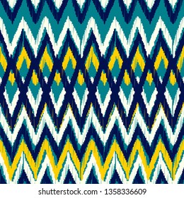 Abstract Ikat and boho style handcraft fabric pattern. Traditional Ethnic design for clothing and textile background, carpet or wallpaper