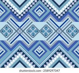 Abstract Ikat ethnic geometric pattern design with stripes and chevron. Ikat aztec ornament print. Design for background, curtain, clothing, fabric, Batik, wrapping.