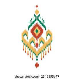 Abstract Ikat ethnic pattern art. American, Mexican style. White background. Aztec tribal ornament print. Design for fabric, clothing, textile, logo, symbol.