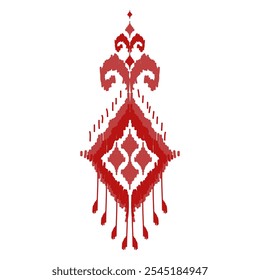 Abstract Ikat ethnic red pattern art. American, Mexican style. White background. Aztec tribal ornament print. Design for fabric, clothing, textile, logo, symbol.