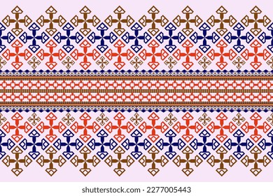 Abstract ikat fabric, beautiful seamless cross stitch pattern, traditional oriental geometric pattern, Aztec style for textile printing clothing