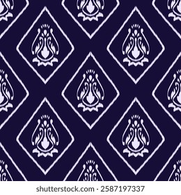 Abstract, Ikat, Fabric Morocco, geometric ethnic pattern seamless flower color oriental. Background, Design for fabric, curtain, carpet, wallpaper, clothing, wrapping, Batik, vector illustration.