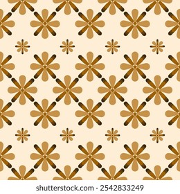 Abstract Ikat floral ornament seamless pattern with vintage  yellow geometric shapes wallpaper and vector background
