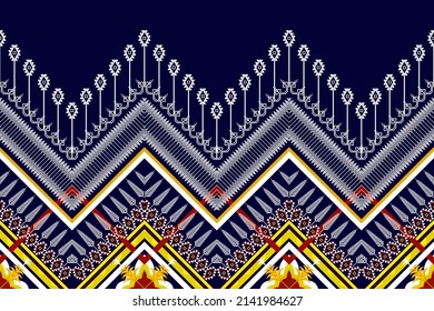 Abstract ikat geometric ethnic pattern design. Aztec fabric carpet mandala ornament ethnic textile decoration wallpaper. Tribal boho native ethnic traditional embroidery vector background 