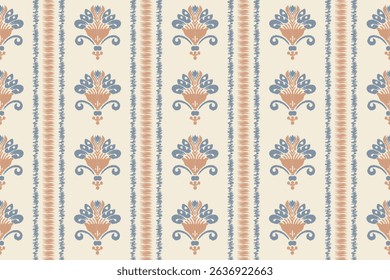 Abstract Ikat pattern embroidery border.seamless stripe pattern.Floral Pattern Trim Lace Ribbon. Design for wallpaper, wrapping paper, background, and fabric. Vector seamless pattern with decorative