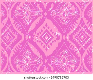 Abstract Ikat pattern ornament, fabric artistic design, vivid colors, contemporary art background, modern abstract