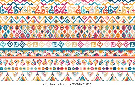 Abstract Ikat pattern with seamless design, perfect for ethnic-themed backgrounds, curtains, carpets, wallpapers, clothing, and decorations. Ideal for wrapping paper, batik, and other creative uses.