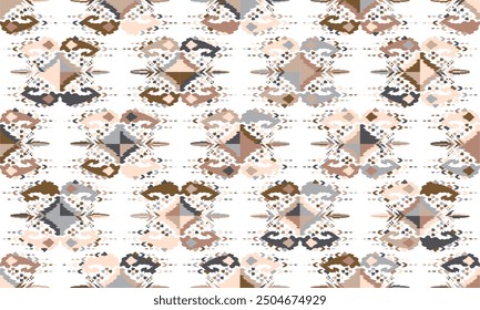 Abstract Ikat pattern with seamless design, perfect for ethnic-themed backgrounds, curtains, carpets, wallpapers, clothing, and decorations. Ideal for wrapping paper, batik, and other creative uses.