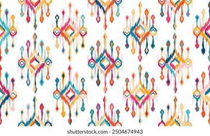 Abstract Ikat pattern with seamless design, perfect for ethnic-themed backgrounds, curtains, carpets, wallpapers, clothing, and decorations. Ideal for wrapping paper, batik, and other creative uses.
