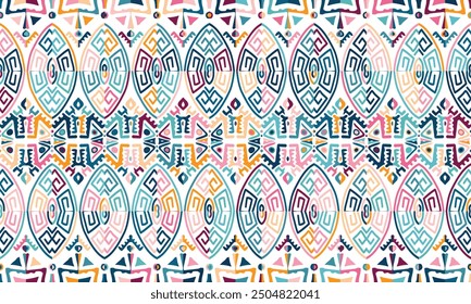 Abstract Ikat pattern with seamless design, perfect for ethnic-themed backgrounds, curtains, carpets, wallpapers, clothing, and decorations. Ideal for wrapping paper, batik, and other creative uses.