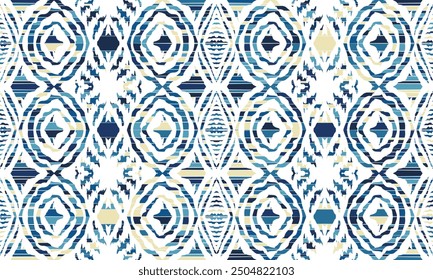 Abstract Ikat pattern with seamless design, perfect for ethnic-themed backgrounds, curtains, carpets, wallpapers, clothing, and decorations. Ideal for wrapping paper, batik, and other creative uses.