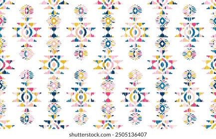 Abstract Ikat pattern with seamless design, perfect for ethnic-themed backgrounds, curtains, carpets, wallpapers, clothing, and decorations. Ideal for wrapping paper, batik, and other creative uses.