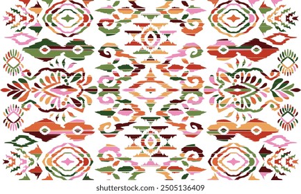 Abstract Ikat pattern with seamless design, perfect for ethnic-themed backgrounds, curtains, carpets, wallpapers, clothing, and decorations. Ideal for wrapping paper, batik, and other creative uses.