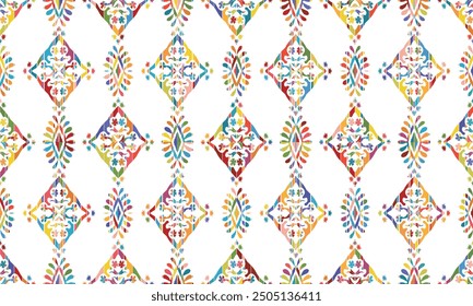 Abstract Ikat pattern with seamless design, perfect for ethnic-themed backgrounds, curtains, carpets, wallpapers, clothing, and decorations. Ideal for wrapping paper, batik, and other creative uses.