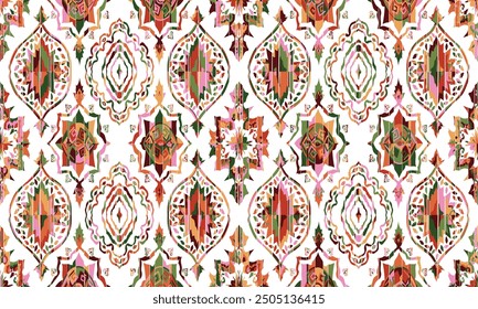 Abstract Ikat pattern with seamless design, perfect for ethnic-themed backgrounds, curtains, carpets, wallpapers, clothing, and decorations. Ideal for wrapping paper, batik, and other creative uses.