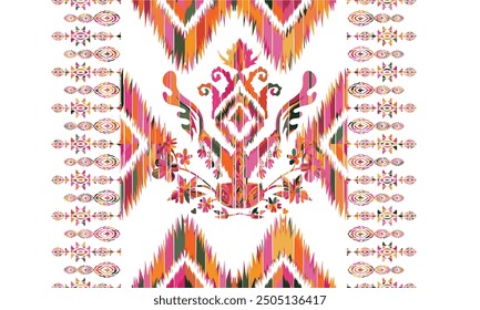 Abstract Ikat pattern with seamless design, perfect for ethnic-themed backgrounds, curtains, carpets, wallpapers, clothing, and decorations. Ideal for wrapping paper, batik, and other creative uses.
