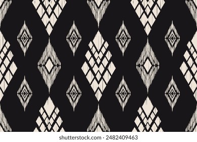 Abstractas patrón de ikat para arte étnico sin fisuras en estilo tribal y folclórico. Imprimir Adorno geométrico azteca. Diseño para tela, alfombra, Fondo de pantalla, ropa.