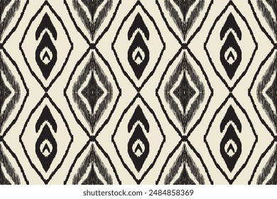 Abstract ikat pattern for seamless ethnic art in tribal and folk style. Print Aztec geometric ornament. Design for fabric, carpet, wallpaper, clothing.