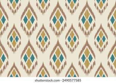 Abstract ikat pattern for seamless ethnic art in tribal and folk style. Print Aztec geometric ornament. Design for fabric, carpet, wallpaper, clothing.
