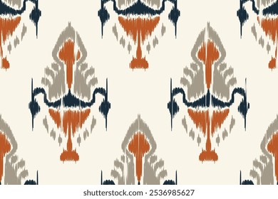 Abstract ikat pattern for seamless ethnic art in tribal and folk style. Print Aztec geometric ornament. Design for fabric, carpet, wallpaper, clothing.