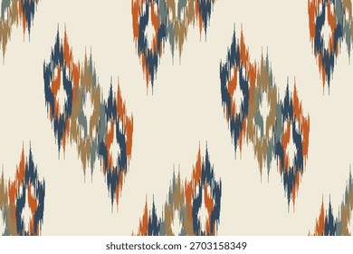 Patrón ikat Abstractas para el arte étnico sin fisuras en estilo tribal y popular. Imprimir Adorno geométrico azteca. Patrón geométrico de color sin costuras oriental. Diseño para tela, alfombra, Fondo de pantalla, ropa.