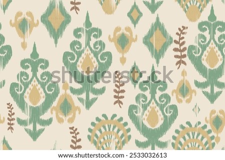 Abstract ikat pattern for seamless ethnic art in tribal and folk style. Print Aztec geometric ornament. Design for fabric, carpet, wallpaper, clothing.
