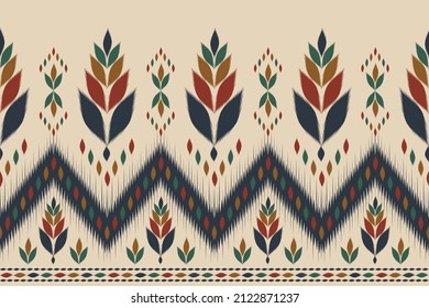 Abstract ikat pattern in tribal. Ethnic oriental style. Design for background, illustration, wrapping, clothing, batik, fabric, carpet, embroidery.