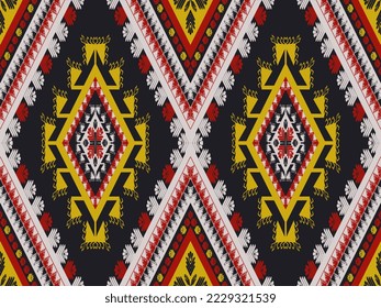 Resumen de patrones de ikat, ikat vectorial, estilo vintage , impresión ikat, ikat geométrico para fondo, alfombra, papel pintado, ropa, envoltura, batik, tela, étnica, sarong,estilo de ilustración vectorial de bordado.