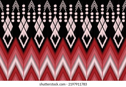 Abstract ikat seamless ethnic native aztec pattern oriental traditional embroidery style. Design geometric ikat print for clothing, fabric, batik, carpet, curtain, wallpaper, textile, background.