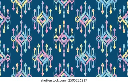 Abstract Ikat seamless pattern, perfect for ethnic-themed backgrounds, curtains, carpets, wallpapers, clothing, and decorations. Ideal for wrapping paper, batik,greeting cards, printing,creative uses.