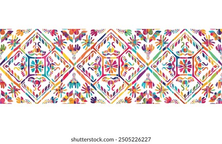 Abstract Ikat seamless pattern, perfect for ethnic-themed backgrounds, curtains, carpets, wallpapers, clothing, and decorations. Ideal for wrapping paper, batik,greeting cards, printing,creative uses.