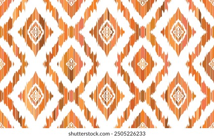 Abstract Ikat seamless pattern, perfect for ethnic-themed backgrounds, curtains, carpets, wallpapers, clothing, and decorations. Ideal for wrapping paper, batik,greeting cards, printing,creative uses.