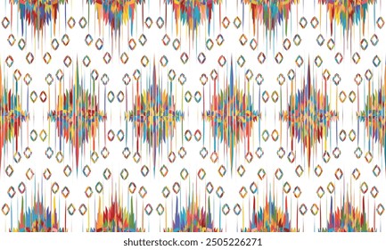 Abstractas patrón Ikat sin fisuras, perfecto para fondos de temática étnica, cortinas, alfombras, Fondos de pantalla, ropa y decoraciones. Ideal para envolver papel, batik, tarjetas de felicitación, impresión, usos creativos.