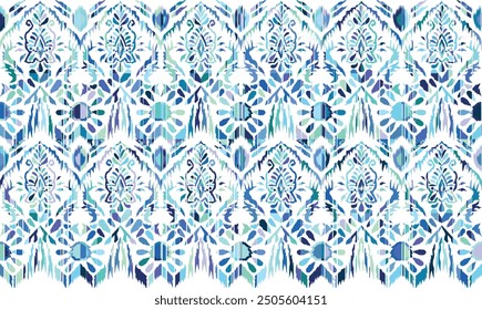 Abstract Ikat seamless pattern, perfect for ethnic-themed backgrounds, curtains, carpets, wallpapers, clothing, and decorations. Ideal for wrapping paper, batik,greeting cards, printing,creative uses.