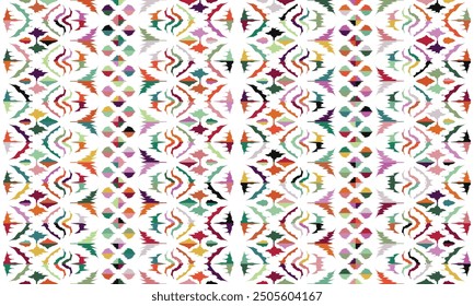 Abstract Ikat seamless pattern, perfect for ethnic-themed backgrounds, curtains, carpets, wallpapers, clothing, and decorations. Ideal for wrapping paper, batik,greeting cards, printing,creative uses.