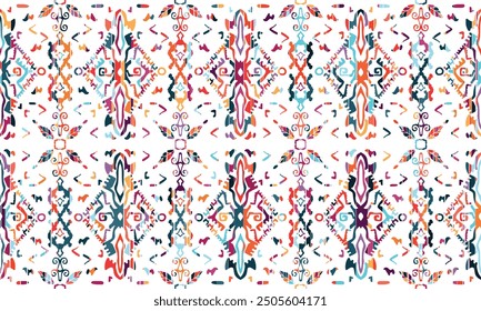 Abstract Ikat seamless pattern, perfect for ethnic-themed backgrounds, curtains, carpets, wallpapers, clothing, and decorations. Ideal for wrapping paper, batik,greeting cards, printing,creative uses.