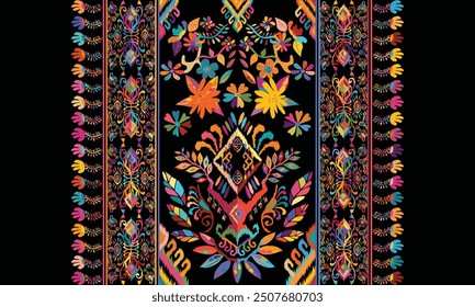 Abstract Ikat seamless pattern, perfect for ethnic-themed backgrounds, curtains, carpets, wallpapers,clothing."This content was created using vector drawing tools and software, not generated by AI"