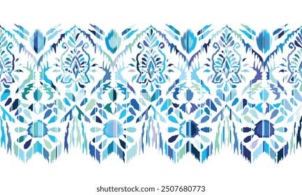 Abstract Ikat seamless pattern, perfect for ethnic-themed backgrounds, curtains, carpets, wallpapers,clothing."This content was created using vector drawing tools and software, not generated by AI"