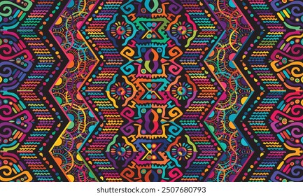 Abstract Ikat seamless pattern, perfect for ethnic-themed backgrounds, curtains, carpets, wallpapers,clothing."This content was created using vector drawing tools and software, not generated by AI"