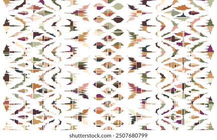 Abstract Ikat seamless pattern, perfect for ethnic-themed backgrounds, curtains, carpets, wallpapers,clothing."This content was created using vector drawing tools and software, not generated by AI"