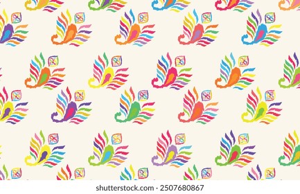 Abstract Ikat seamless pattern, perfect for ethnic-themed backgrounds, curtains, carpets, wallpapers,clothing."This content was created using vector drawing tools and software, not generated by AI"